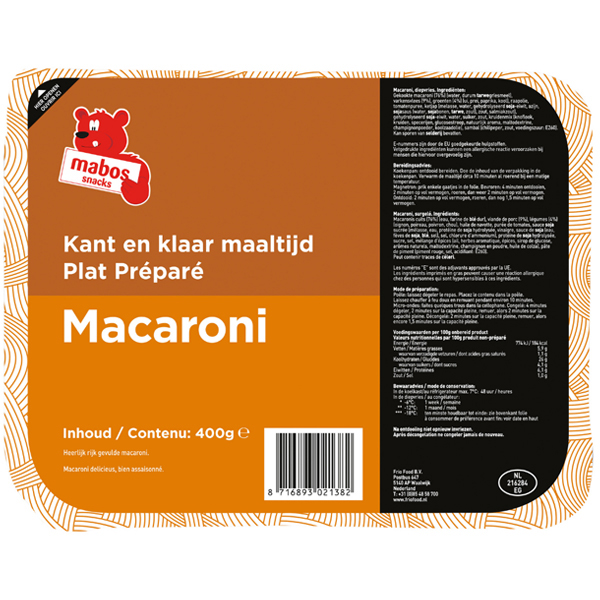 5612251  Mabos Macaroni Kant & Klaar  8x400 gr