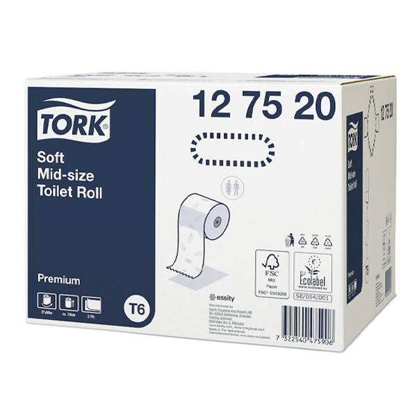 8244103  Tork Toiletpapier 2 Laags T6 Zacht Premium  27x90 mtr